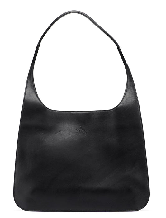Black Calfskin Hobo Shoulder Bag