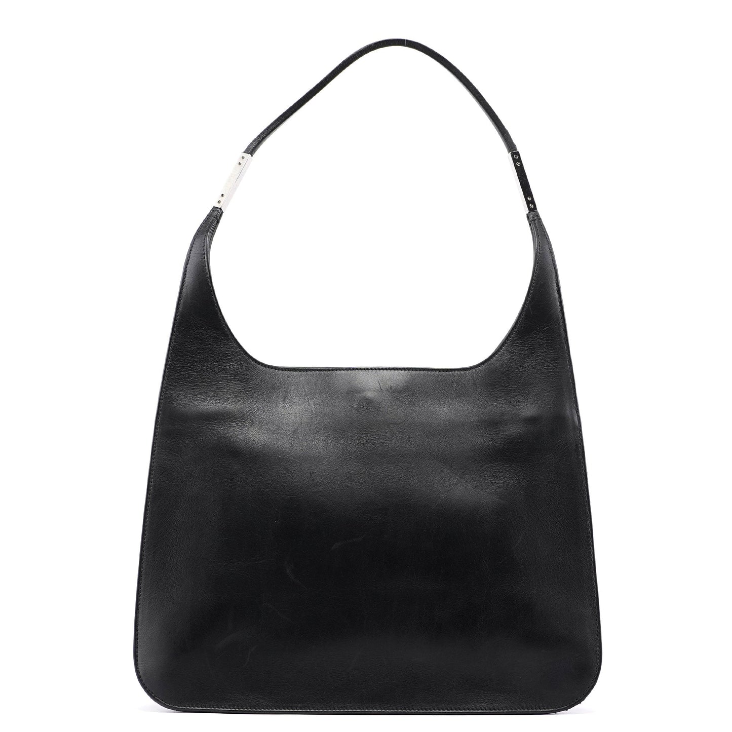 Black Calfskin Hobo Shoulder Bag