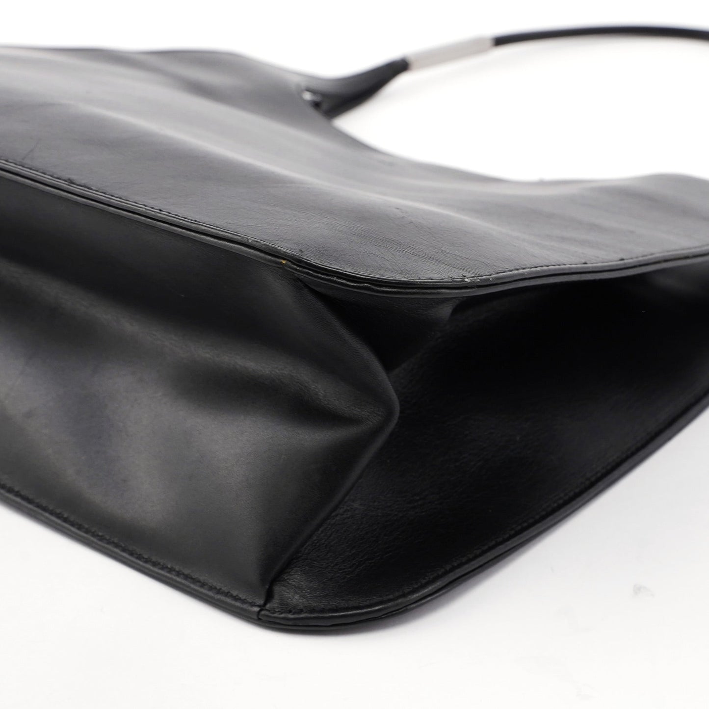 Black Calfskin Hobo Shoulder Bag