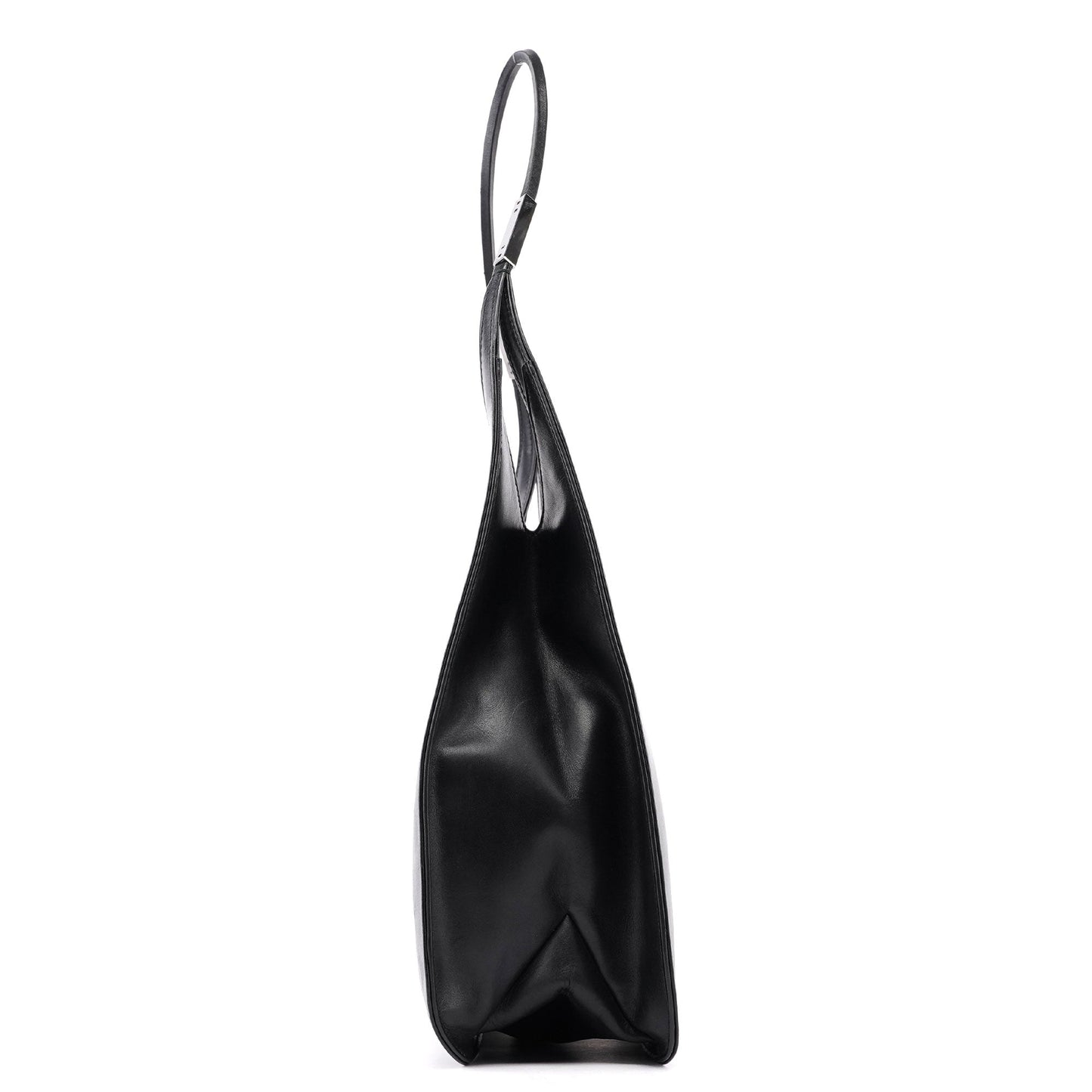 Black Calfskin Hobo Shoulder Bag