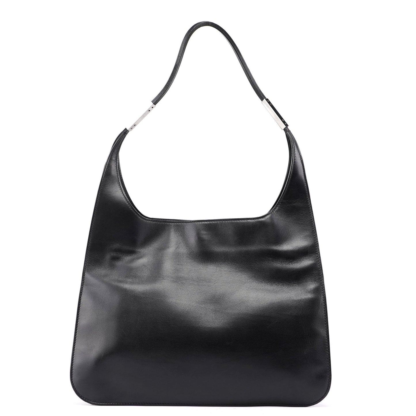 Black Calfskin Hobo Shoulder Bag