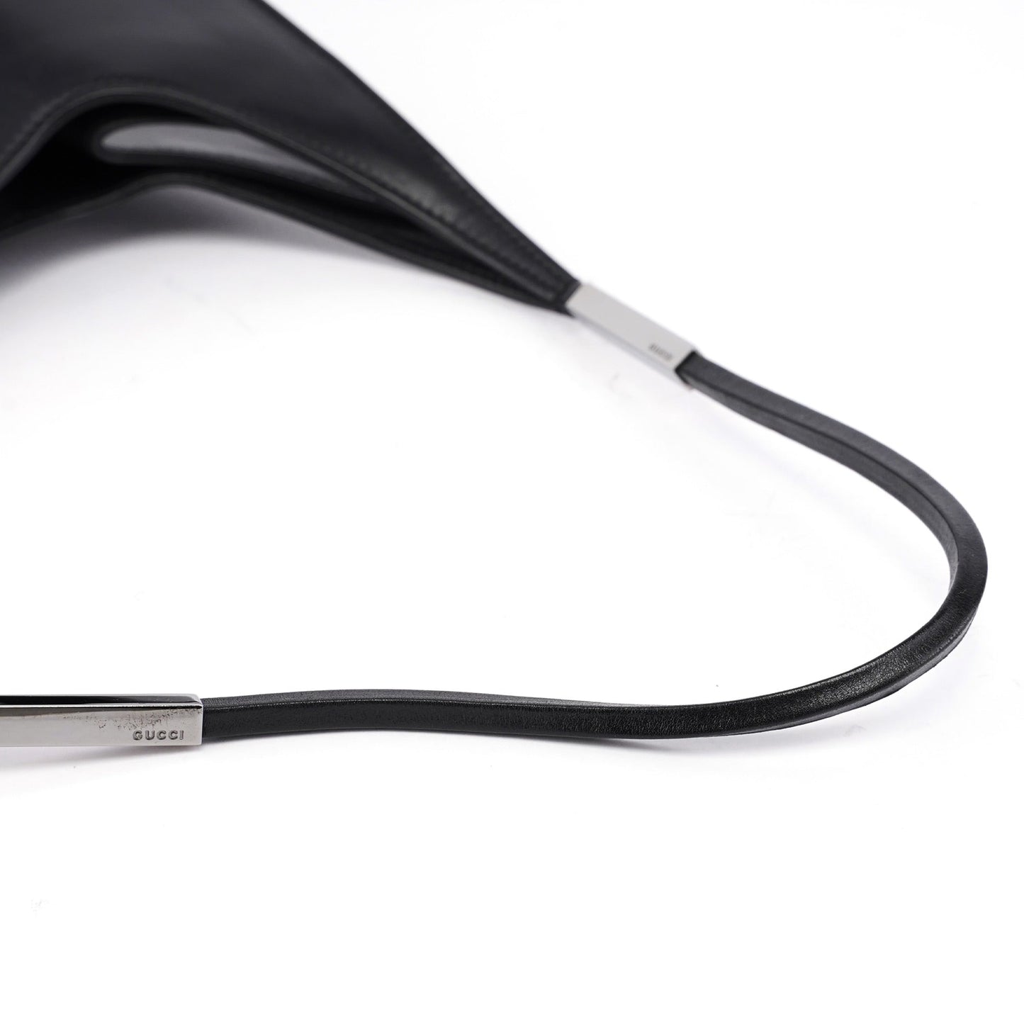 Black Calfskin Hobo Shoulder Bag