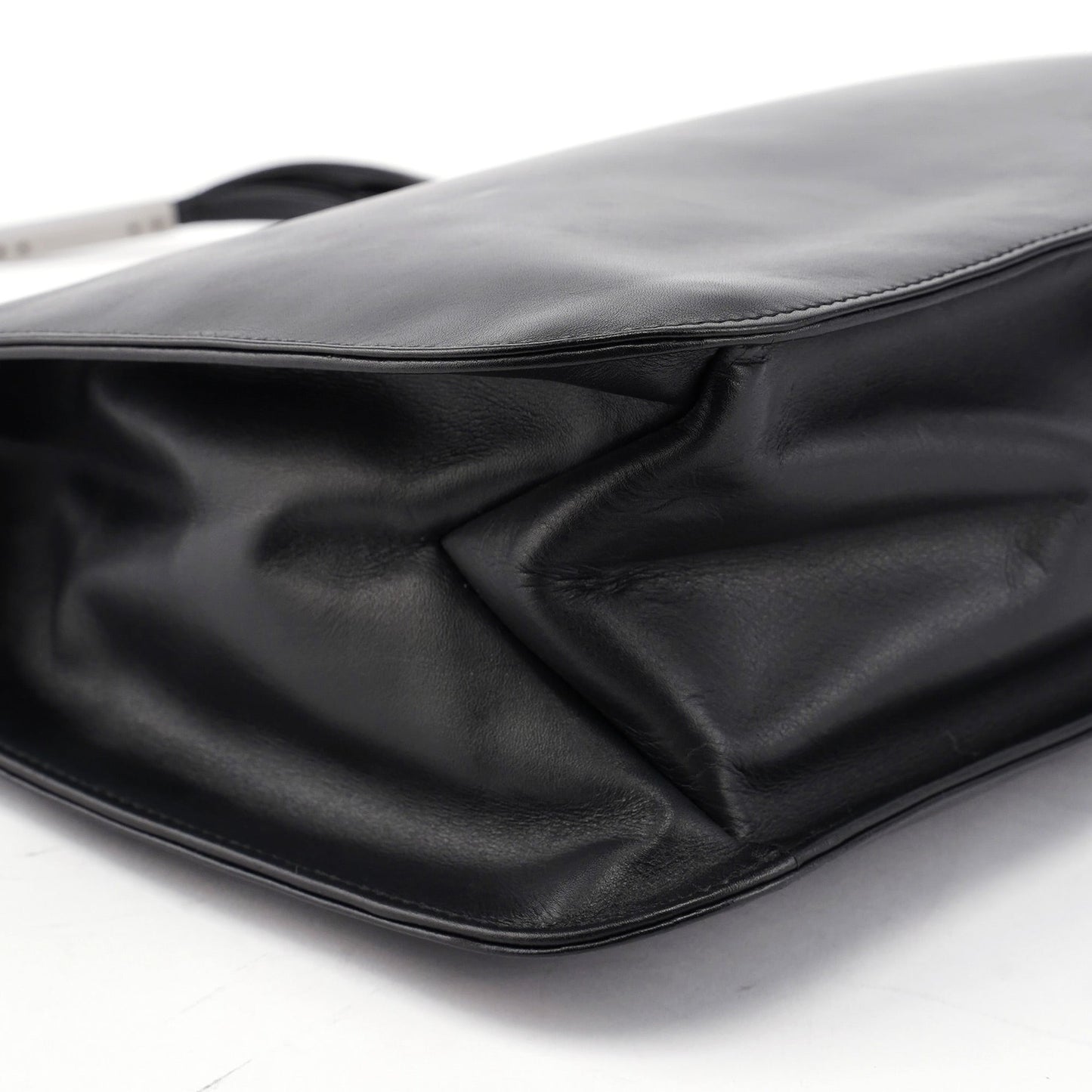 Black Calfskin Hobo Shoulder Bag