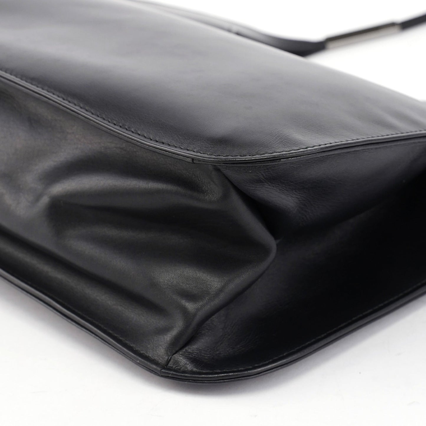 Black Calfskin Hobo Shoulder Bag