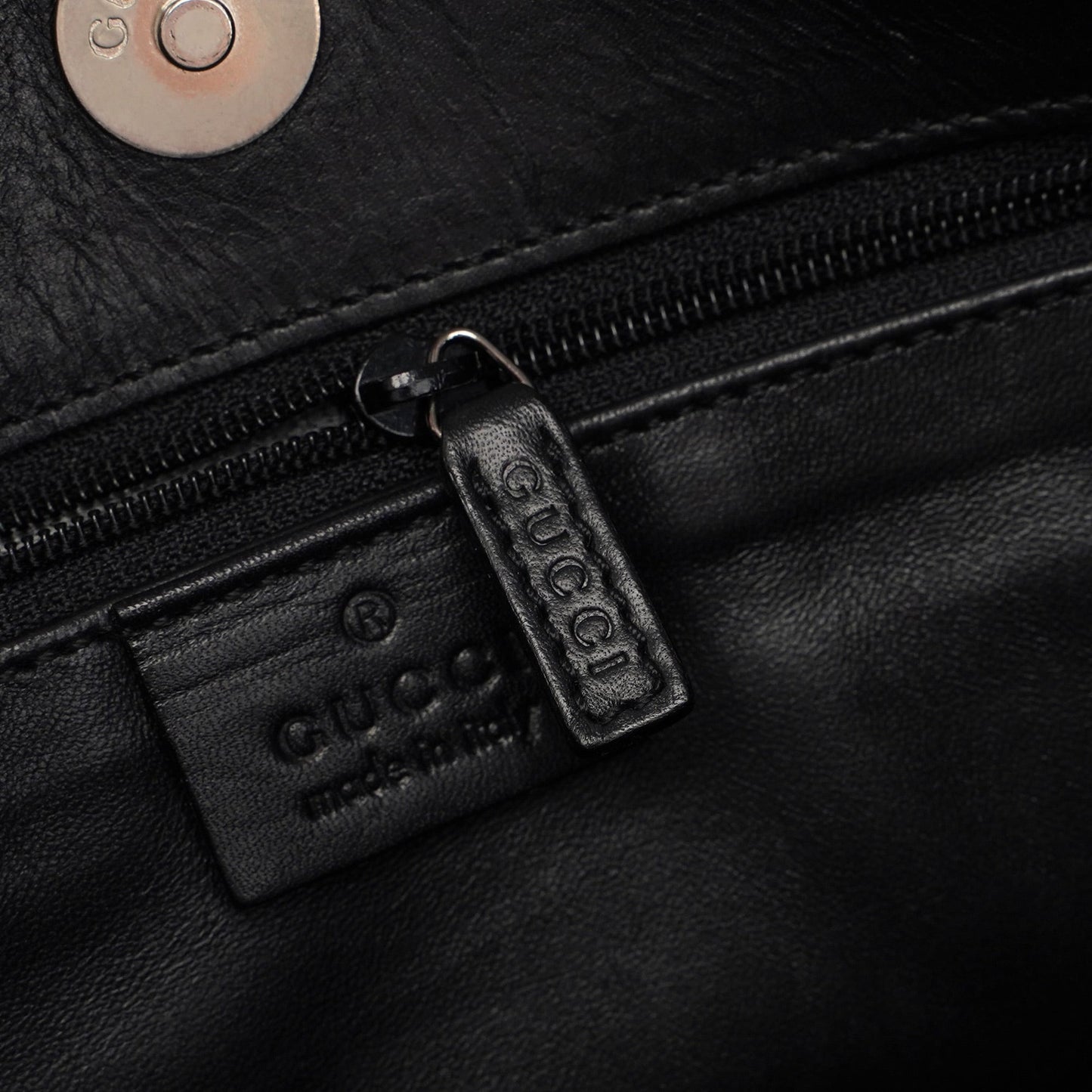 Black Calfskin Hobo Shoulder Bag