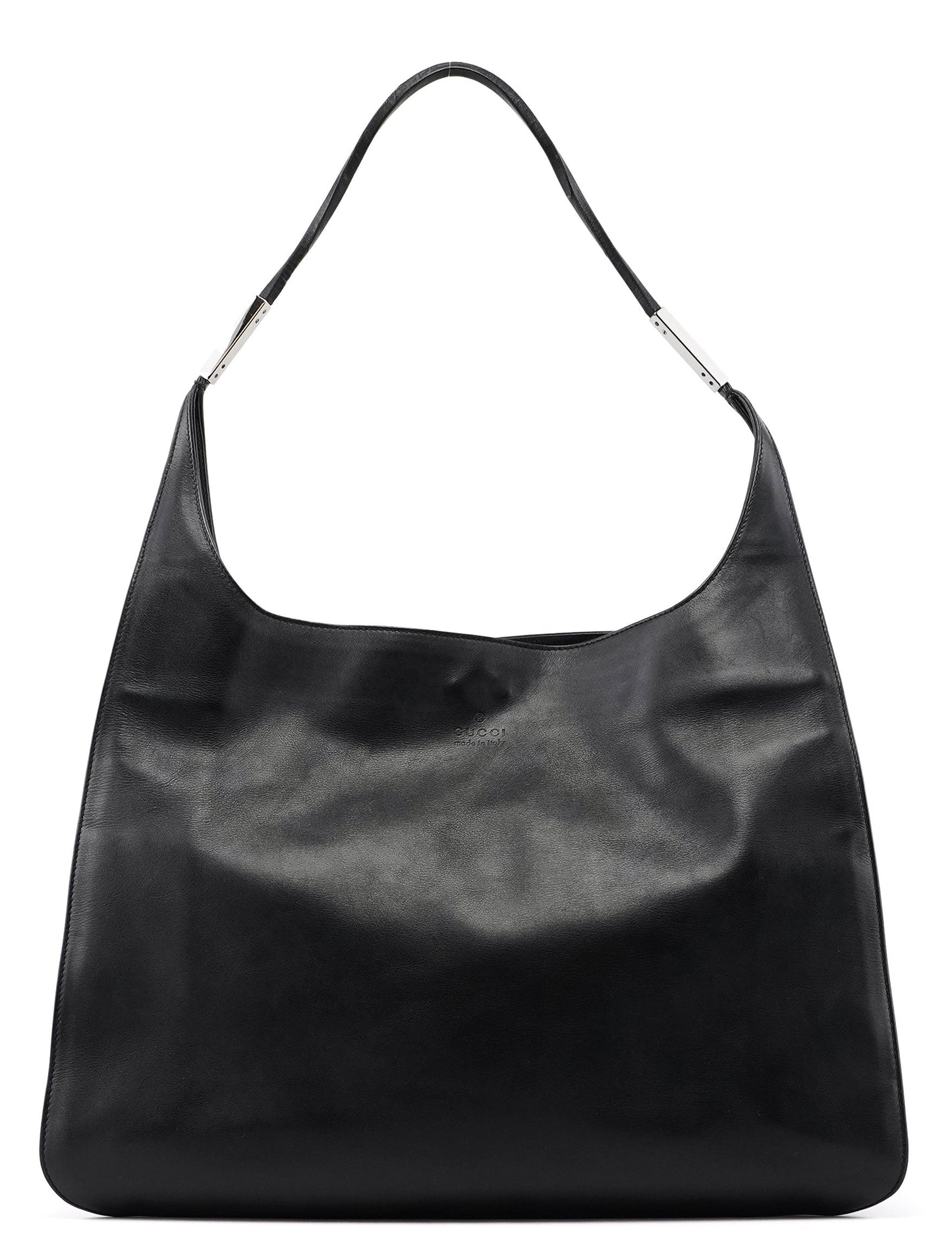 Black Calfskin Hobo Shoulder Bag