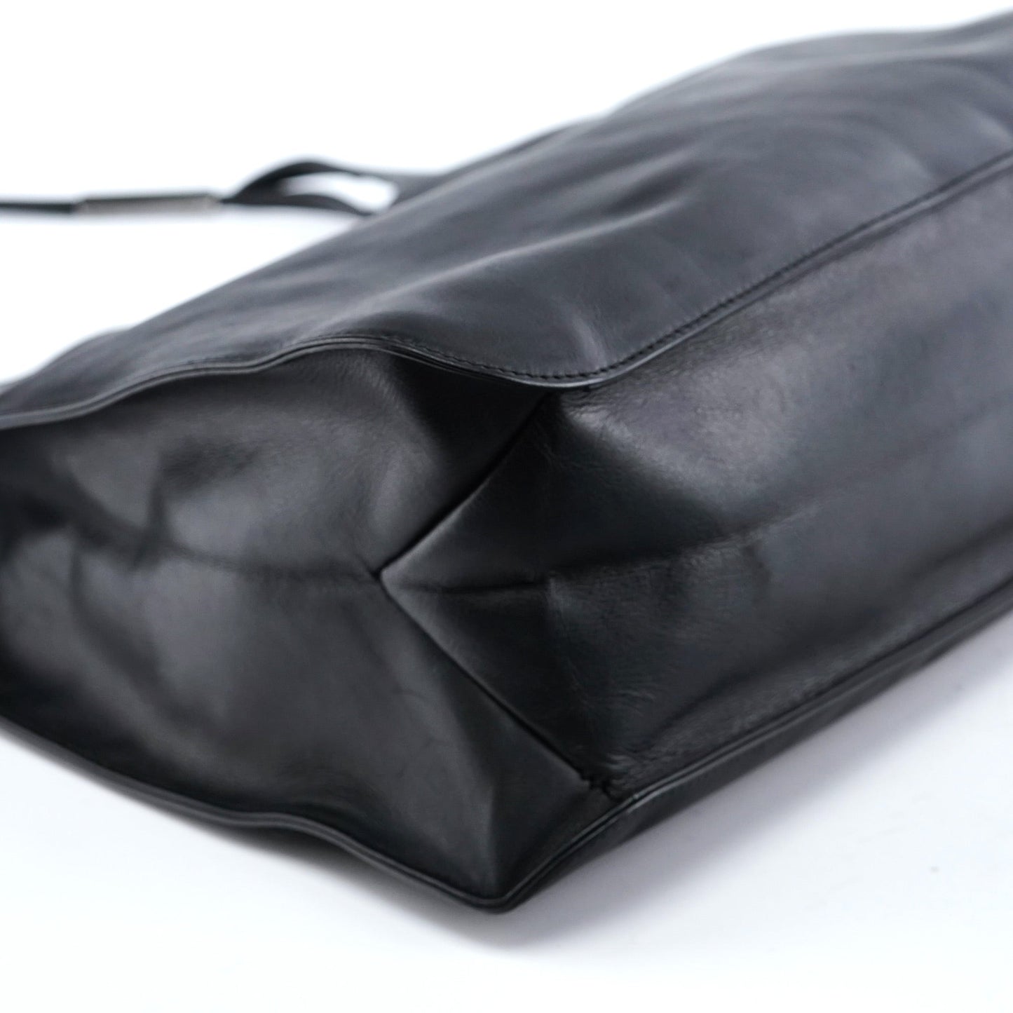 Black Calfskin Hobo Shoulder Bag