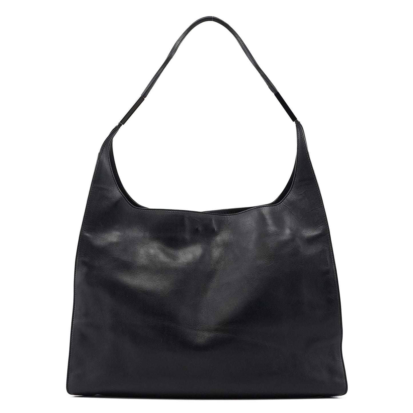 Black Calfskin Hobo Shoulder Bag