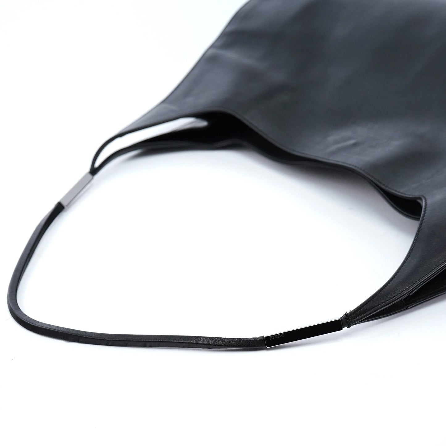 Black Calfskin Hobo Shoulder Bag