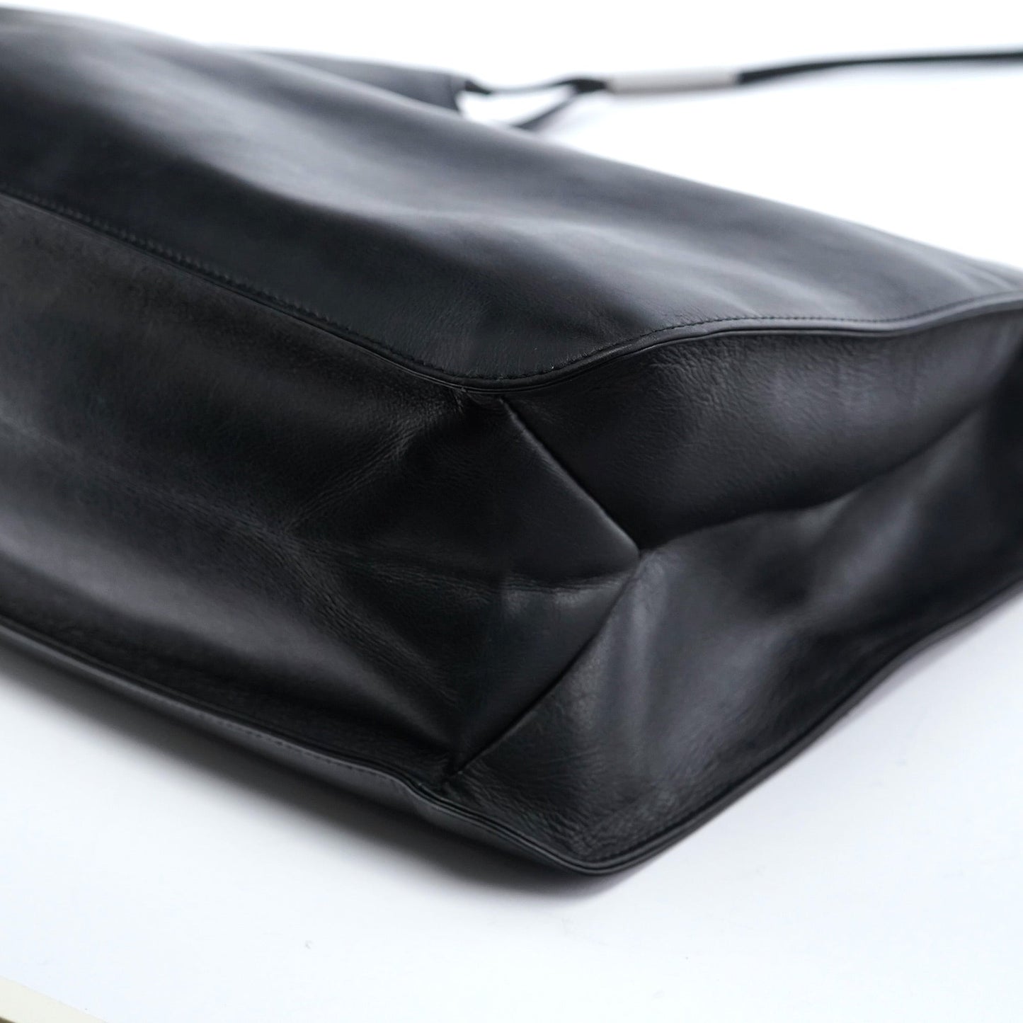 Black Calfskin Hobo Shoulder Bag