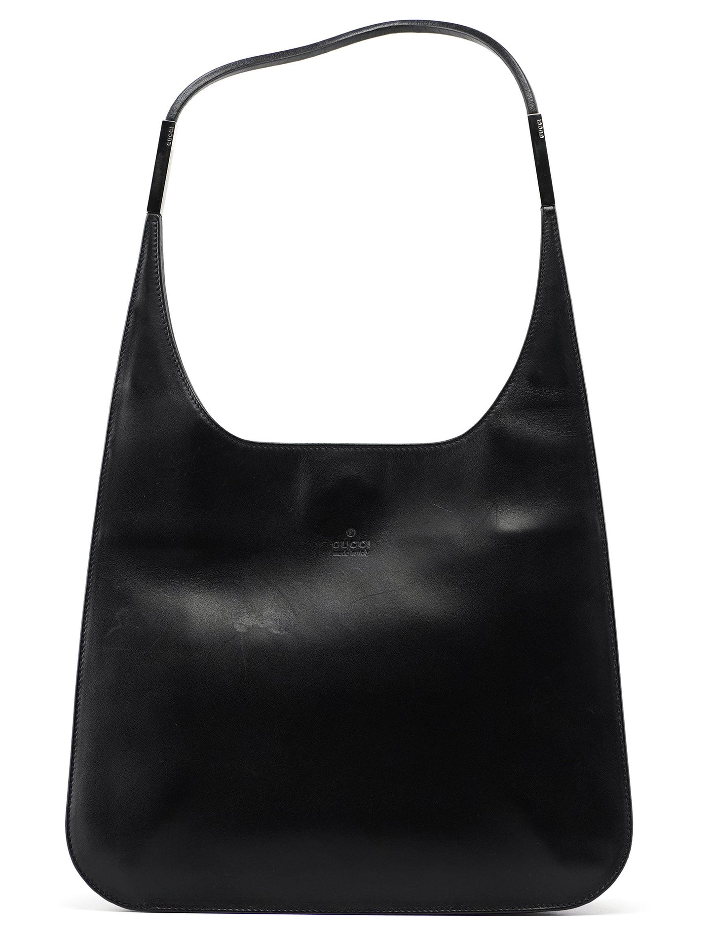 Black Calfskin Hobo Shoulder Bag