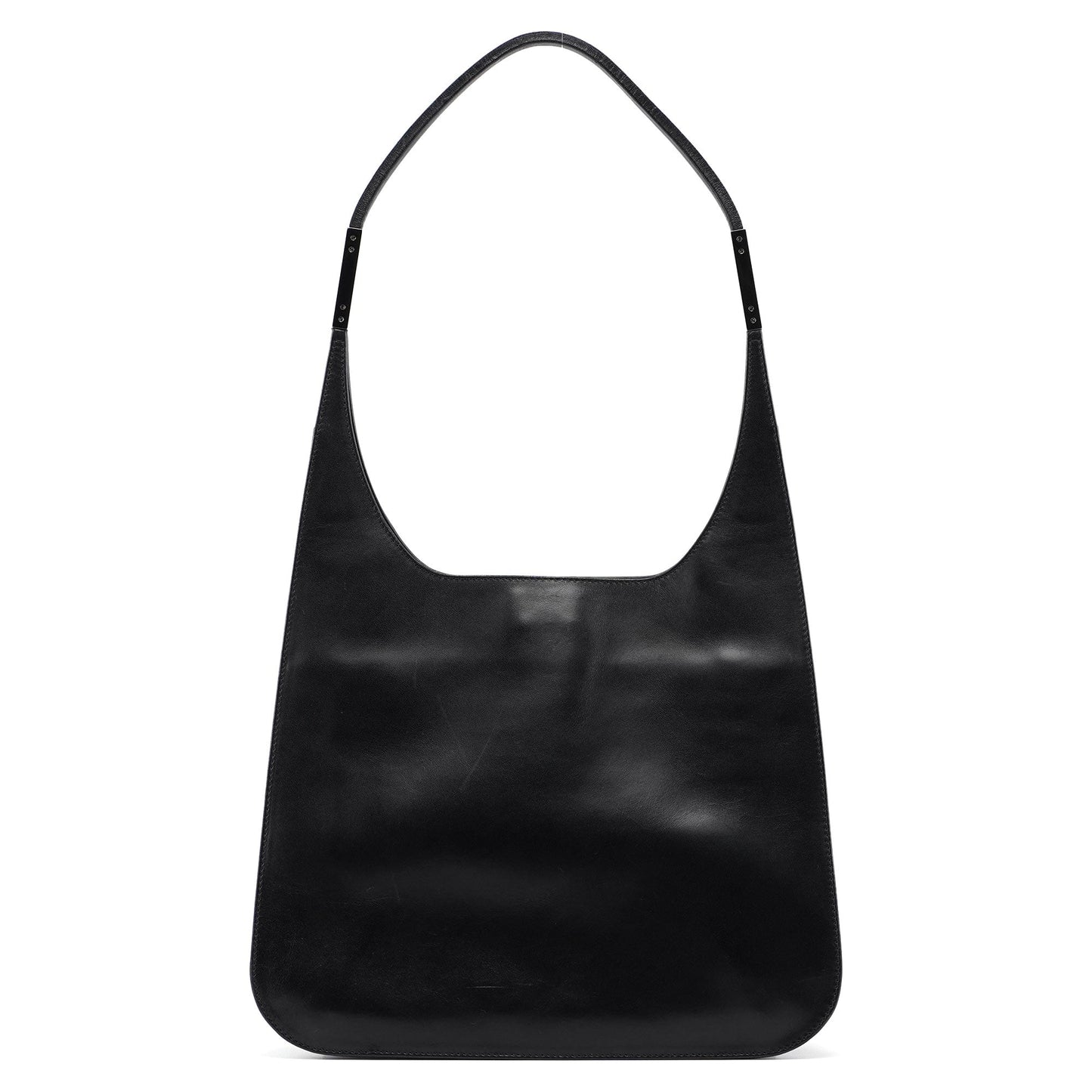 Black Calfskin Hobo Shoulder Bag