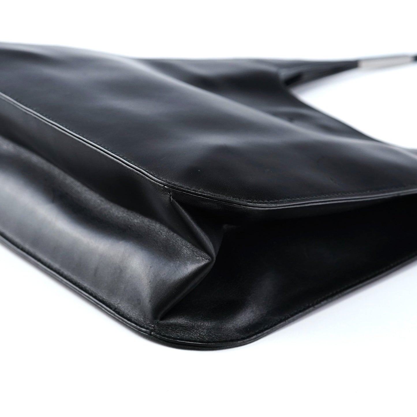 Black Calfskin Hobo Shoulder Bag