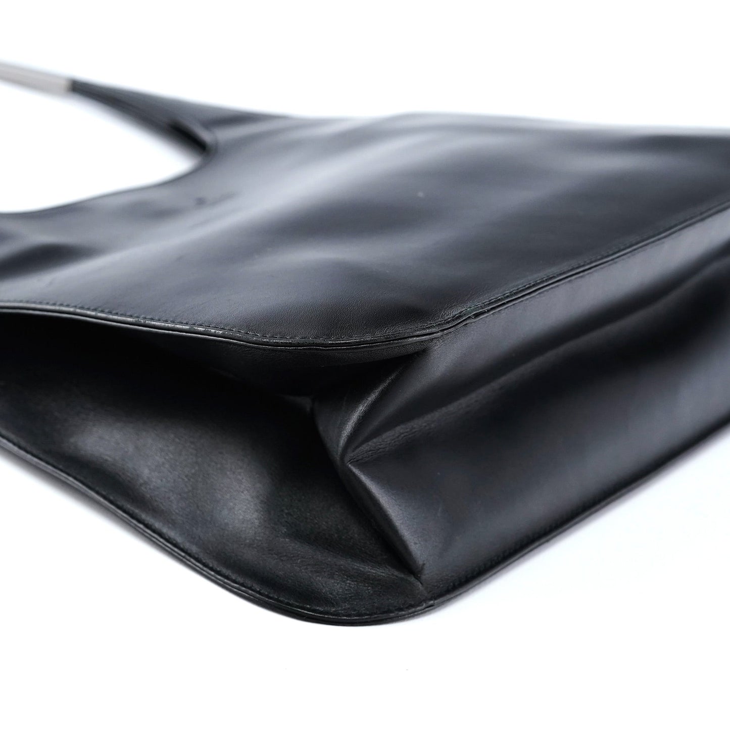 Black Calfskin Hobo Shoulder Bag