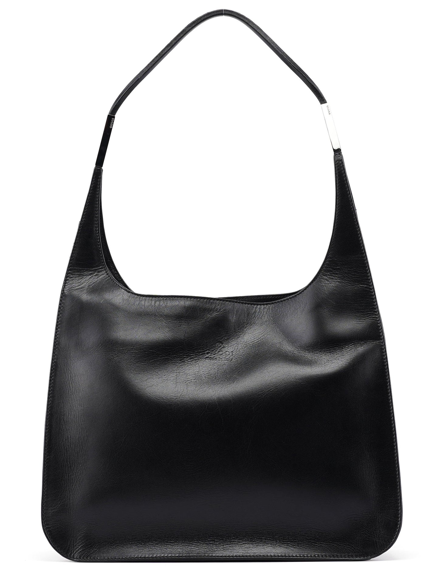 Black Calfskin Hobo Shoulder Bag