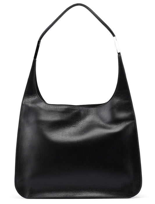 Black Calfskin Hobo Shoulder Bag
