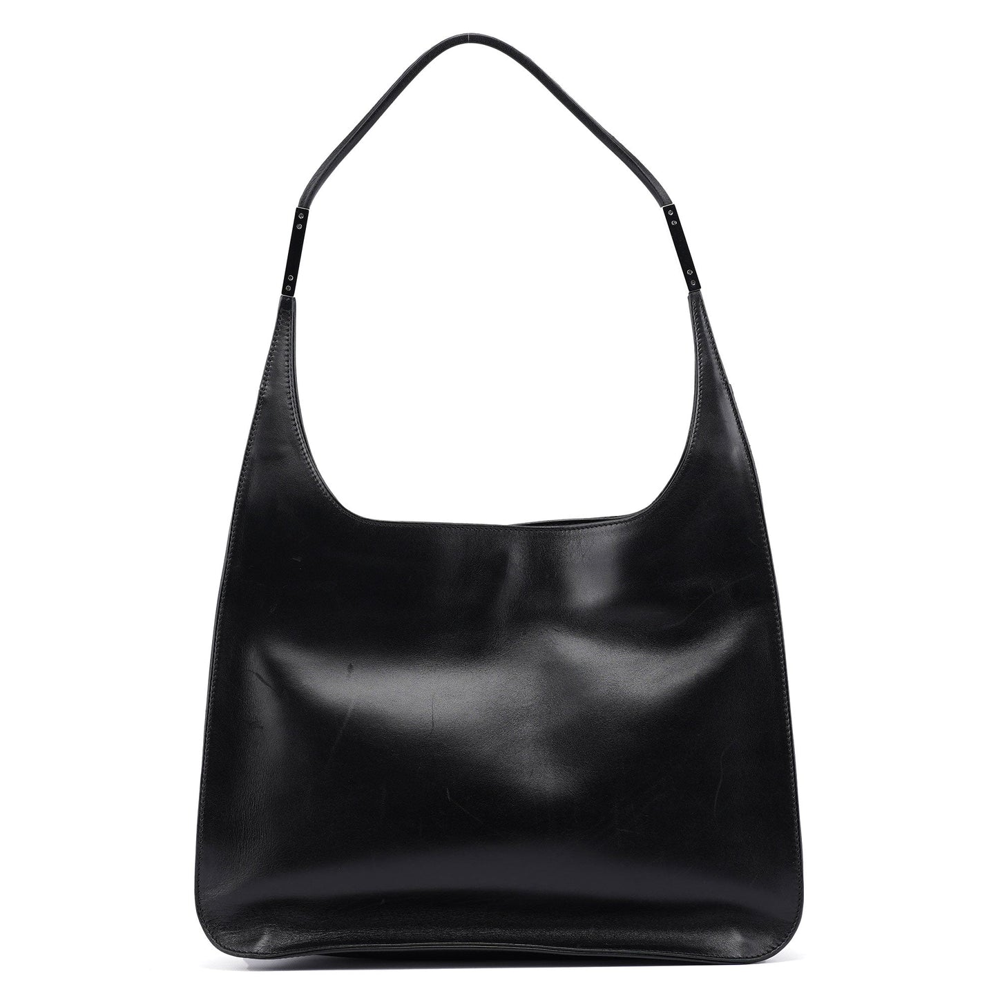 Black Calfskin Hobo Shoulder Bag