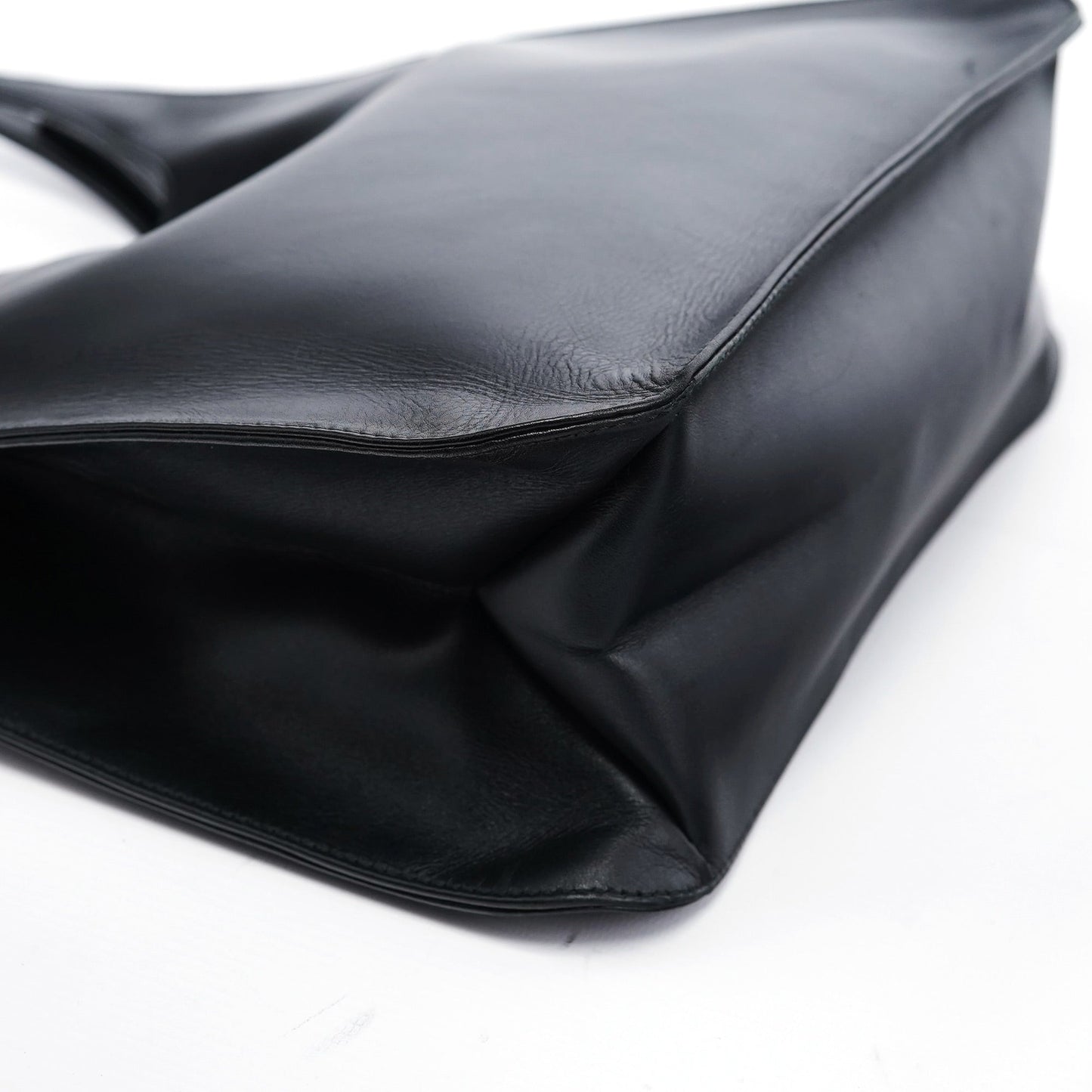 Black Calfskin Hobo Shoulder Bag