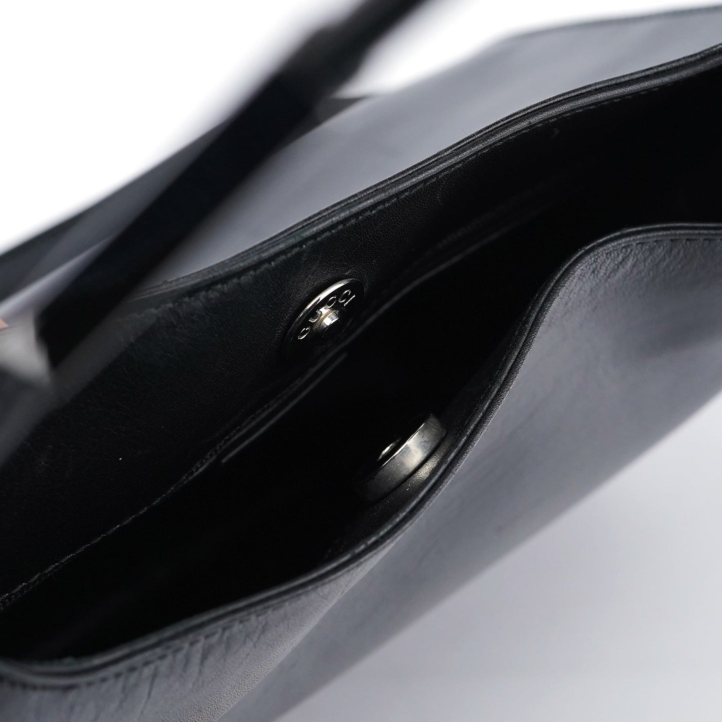 Black Calfskin Hobo Shoulder Bag