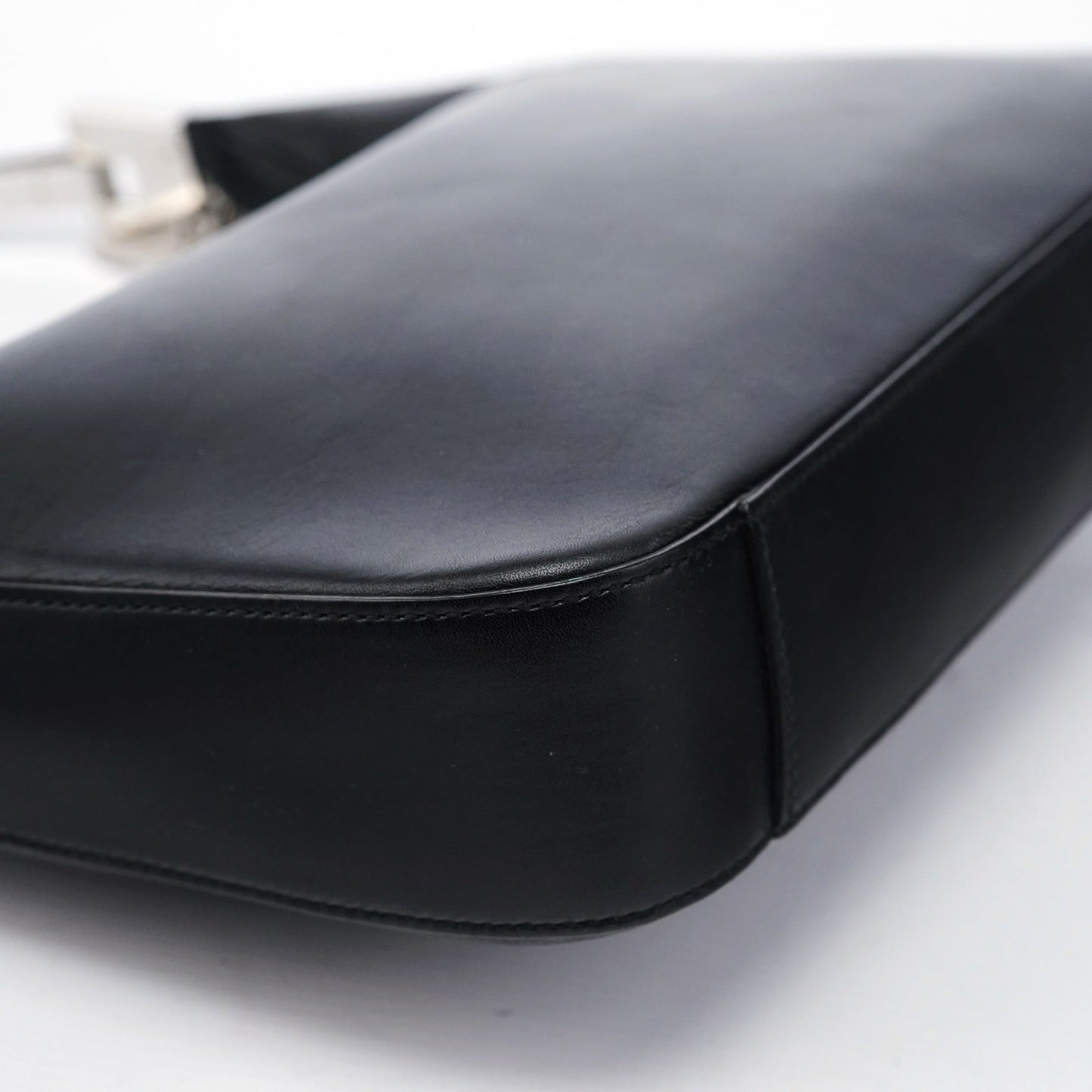 Black Calfskin Hobo Shoulder Bag