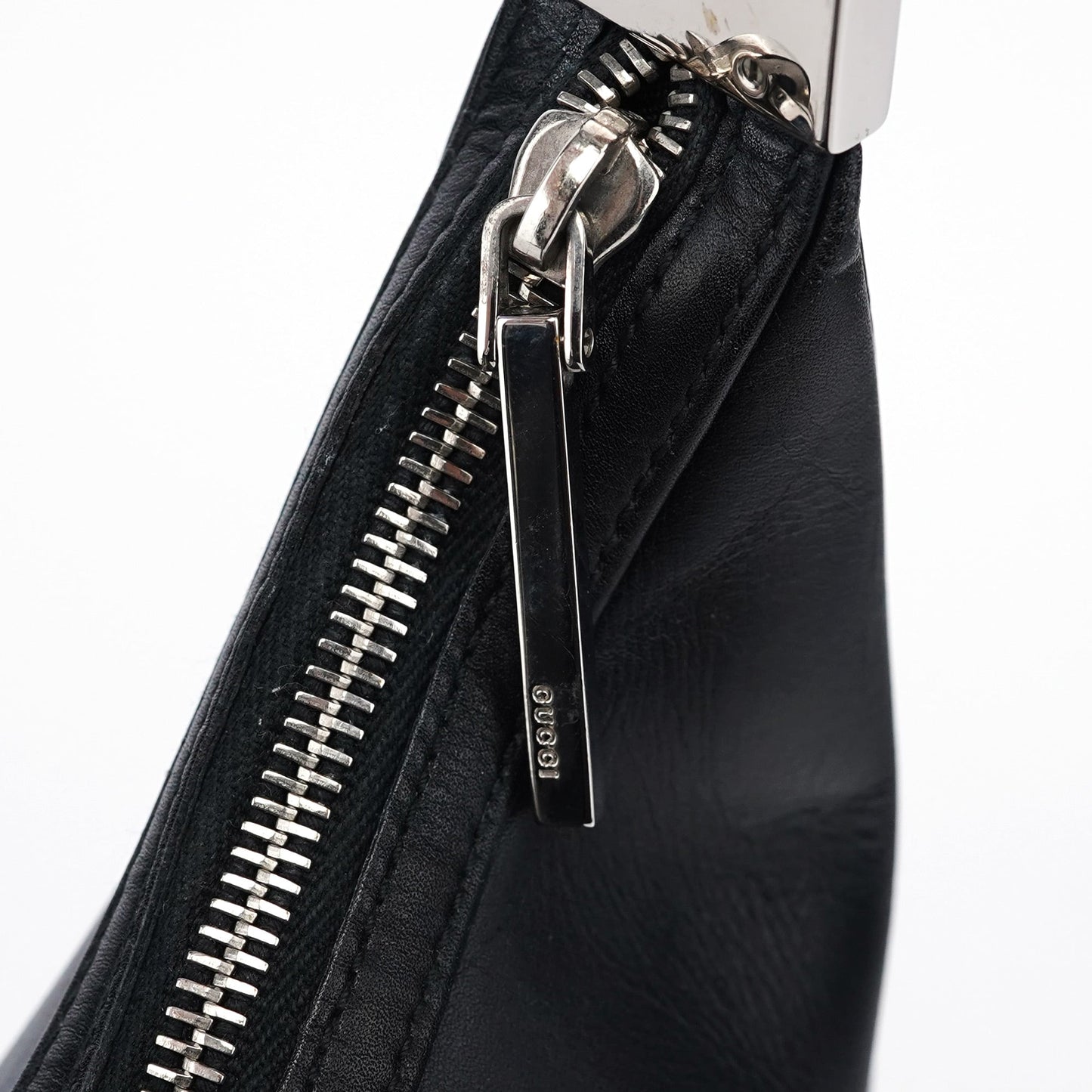 Black Calfskin Hobo Shoulder Bag