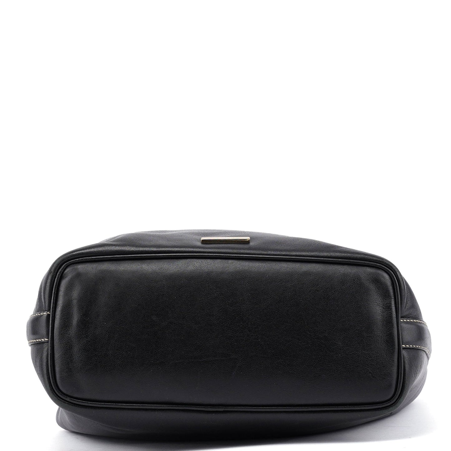 Black Calfskin Hobo Shoulder Bag