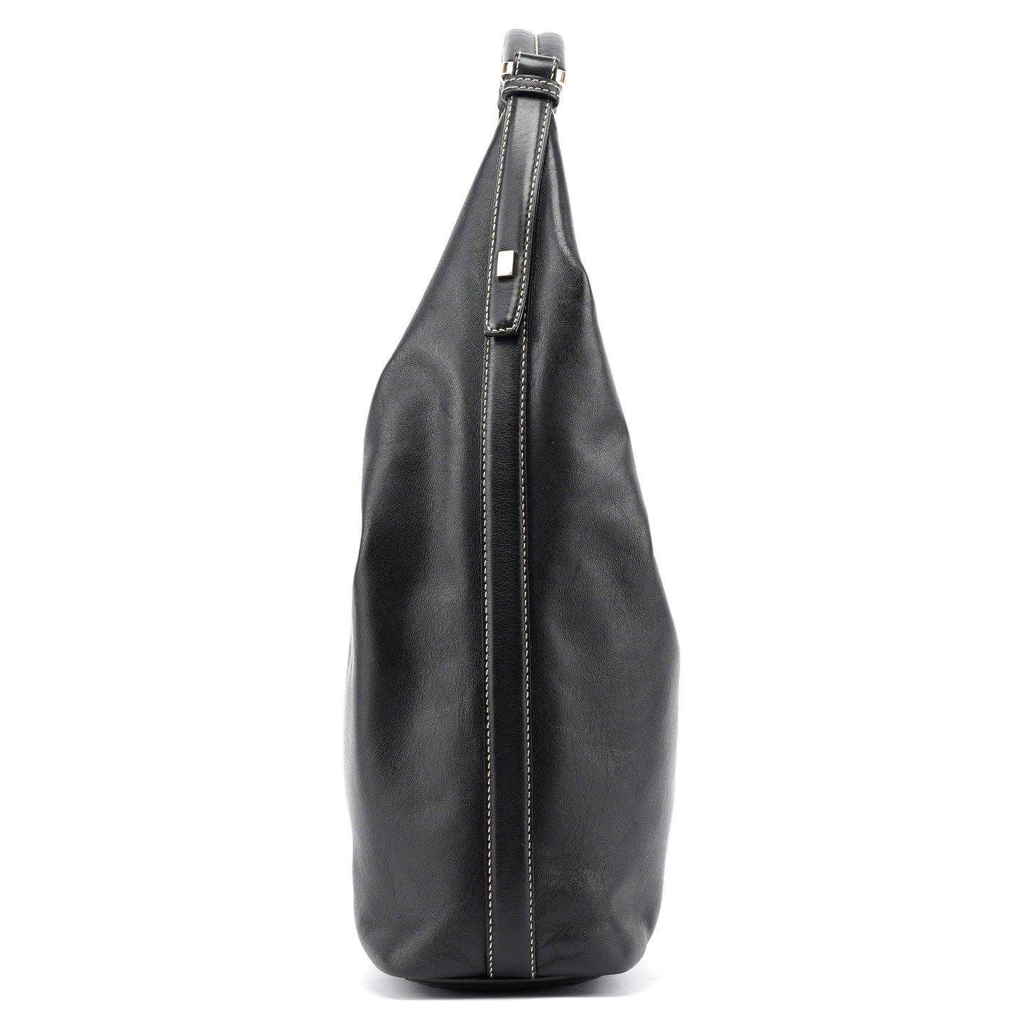 Black Calfskin Hobo Shoulder Bag