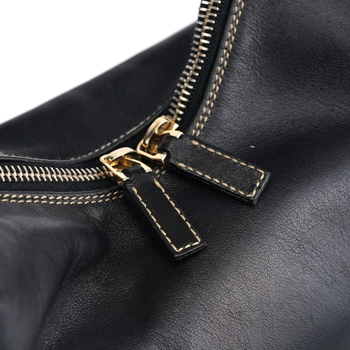 Black Calfskin Hobo Shoulder Bag