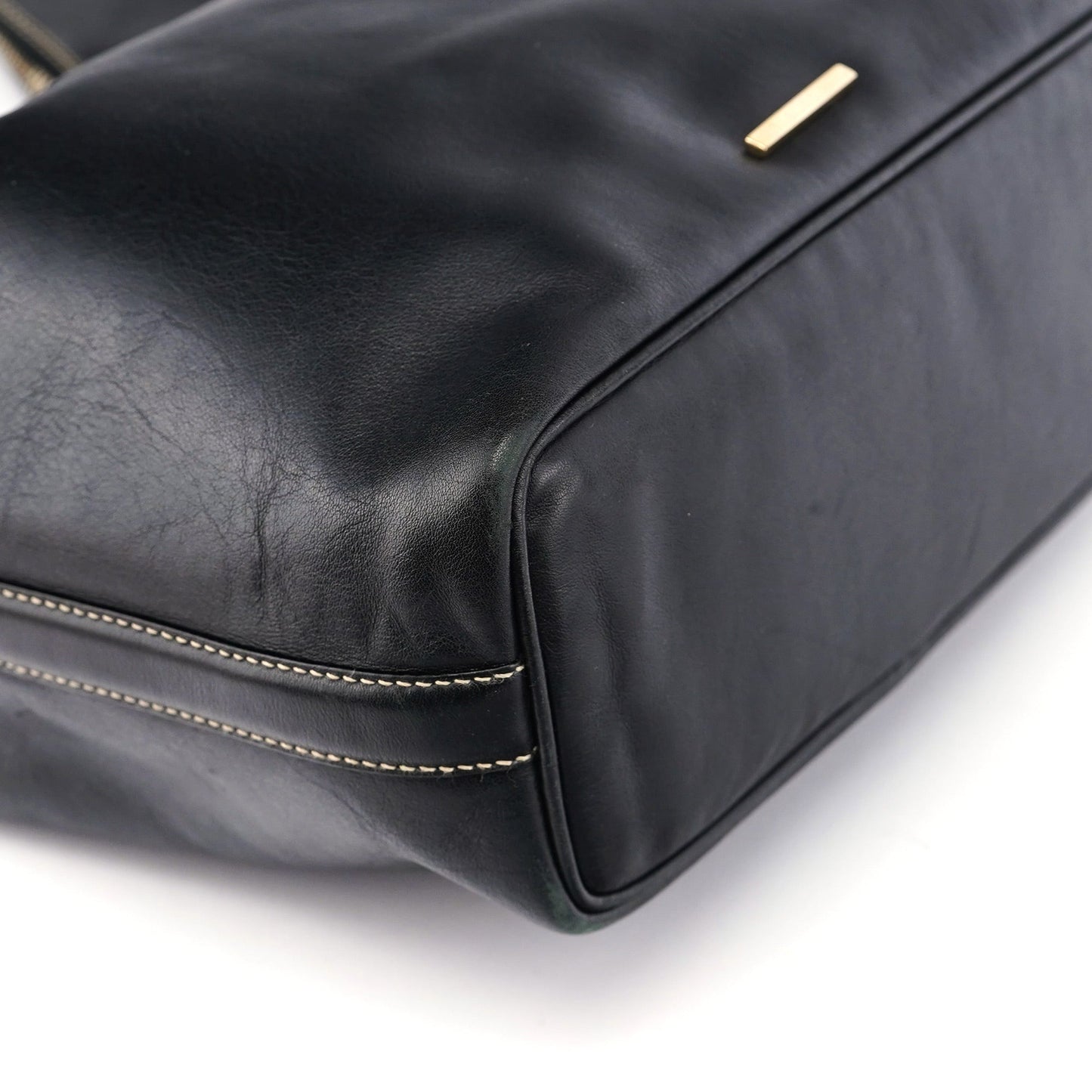 Black Calfskin Hobo Shoulder Bag
