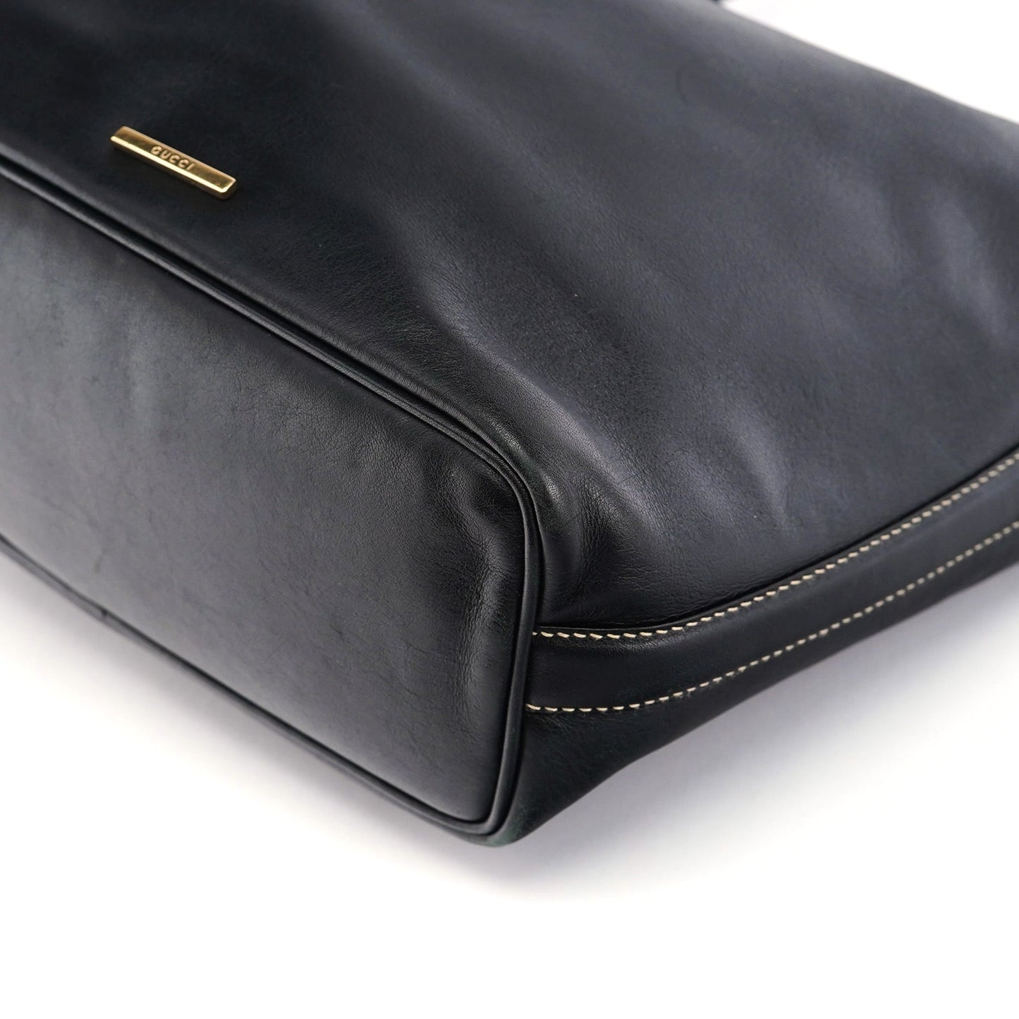 Black Calfskin Hobo Shoulder Bag