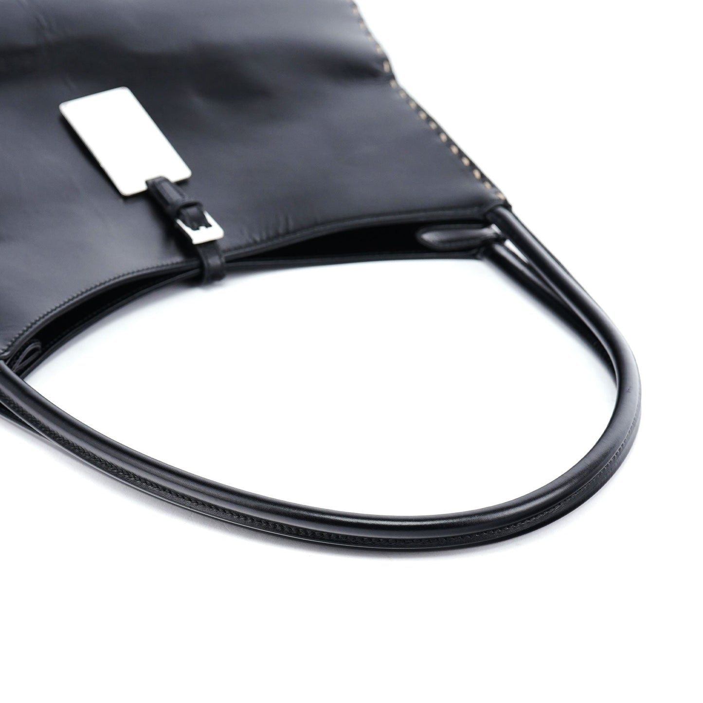 Black Calfskin Hobo Shoulder Bag