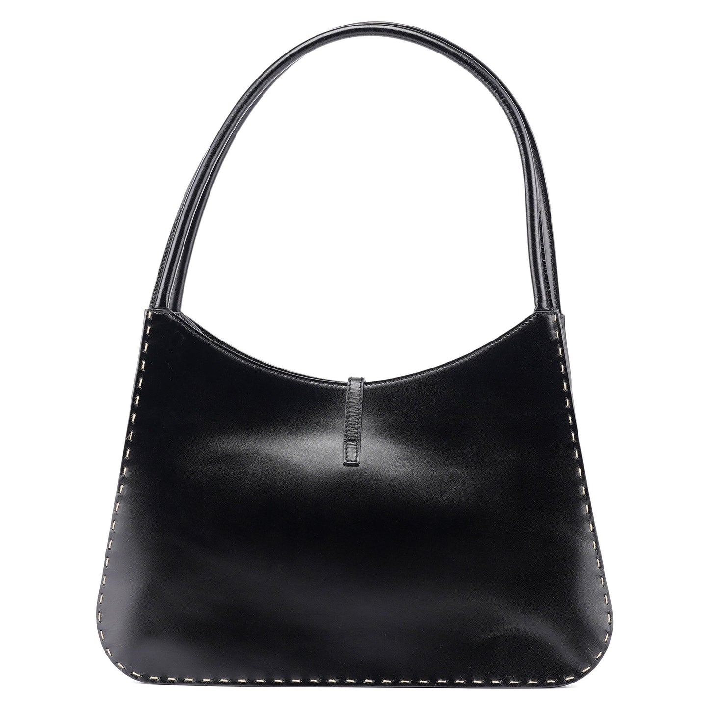 Black Calfskin Hobo Shoulder Bag
