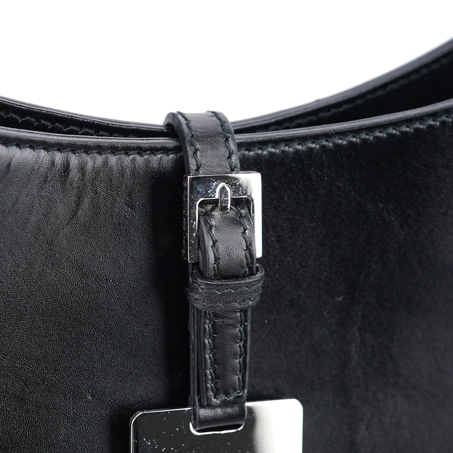 Black Calfskin Hobo Shoulder Bag