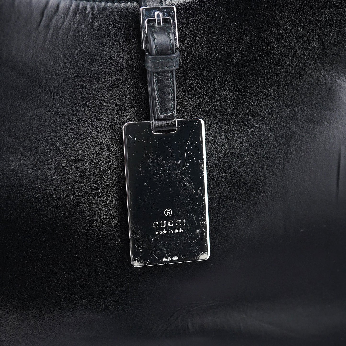 Black Calfskin Hobo Shoulder Bag