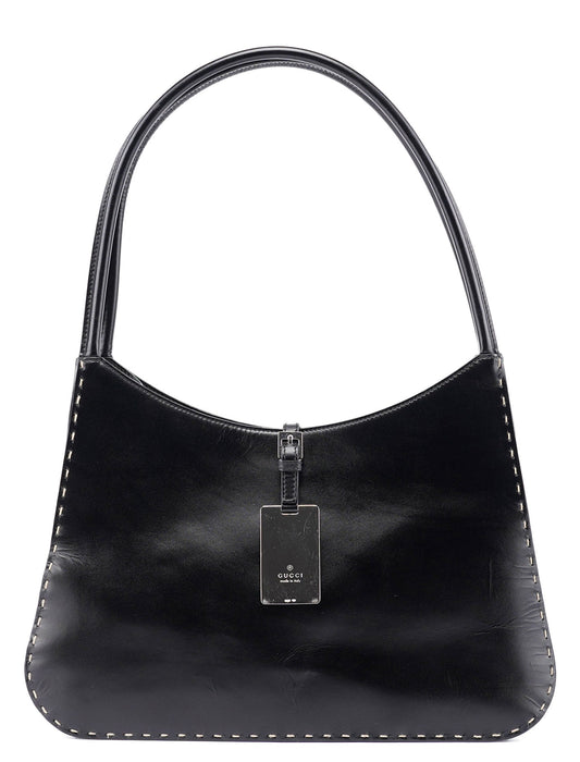 Black Calfskin Hobo Shoulder Bag