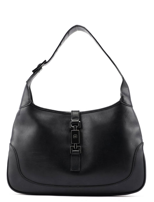 Black Calfskin Jackie Shoulder Bag