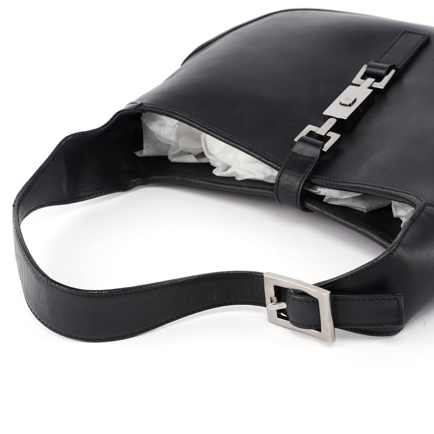 Black Calfskin Jackie Shoulder Bag