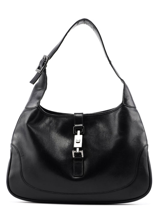 Black Calfskin Jackie Shoulder Bag