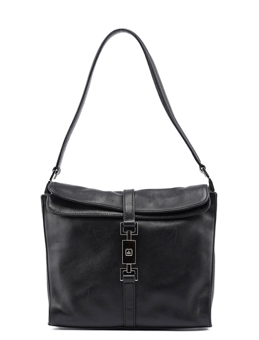 Black Calfskin Jackie Shoulder Bag