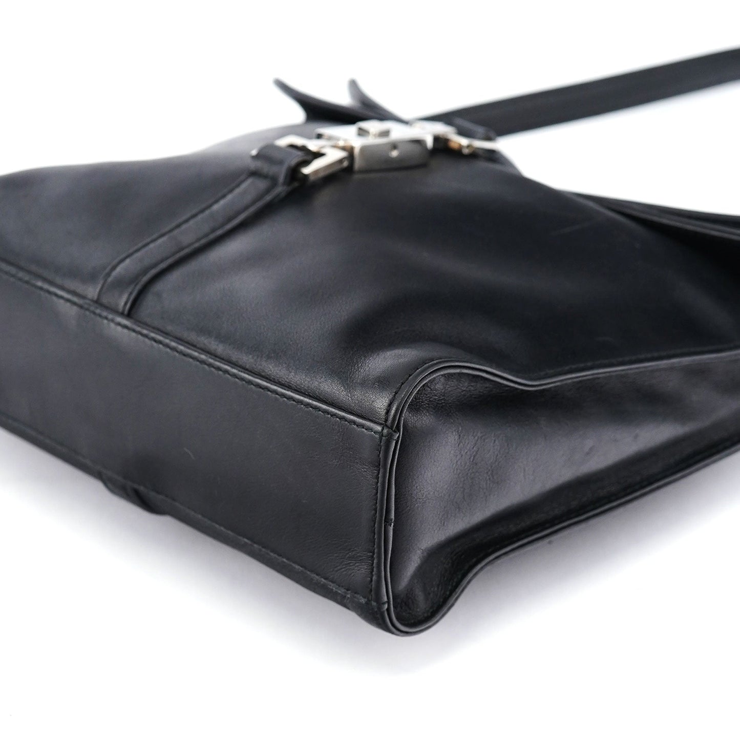 Black Calfskin Jackie Shoulder Bag
