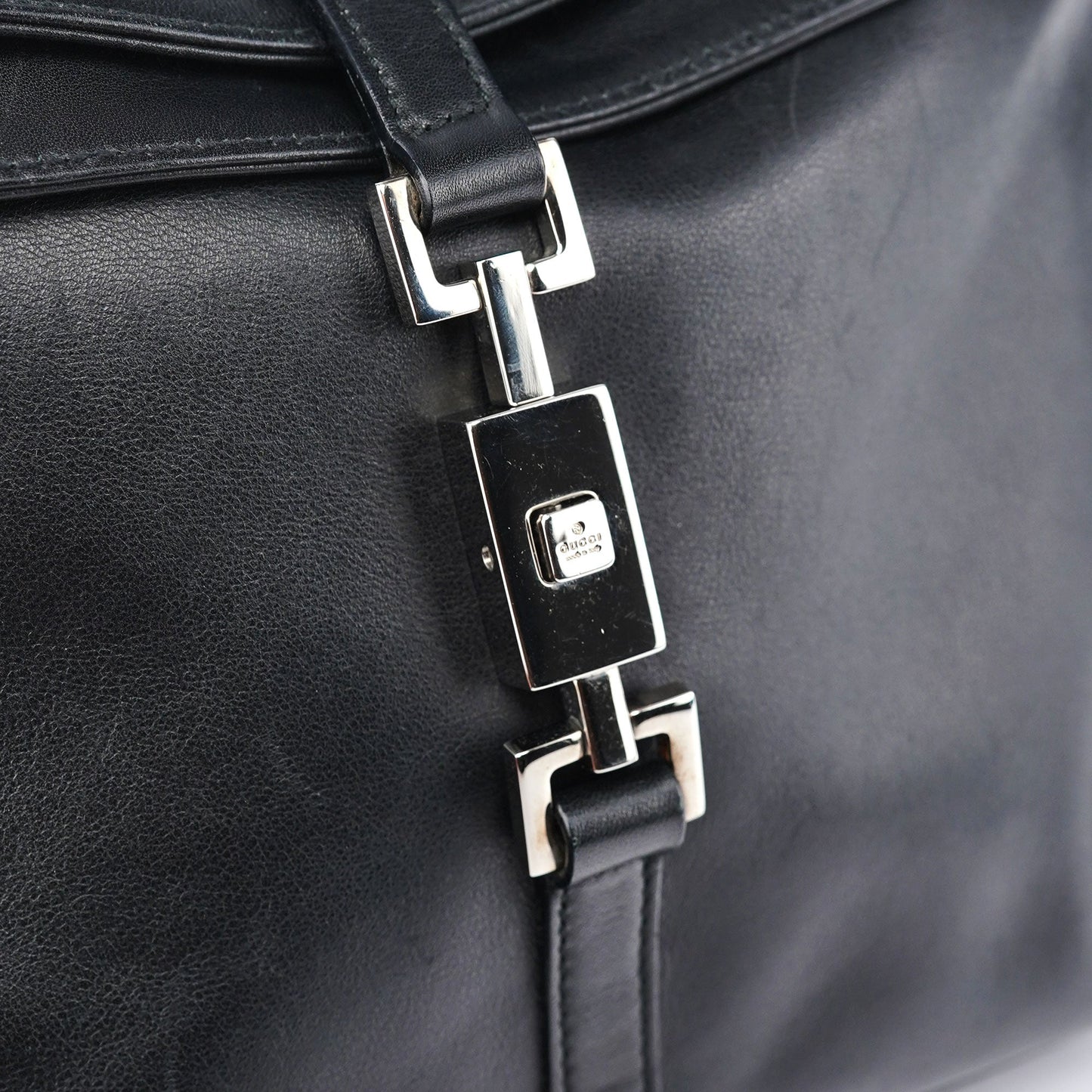 Black Calfskin Jackie Shoulder Bag
