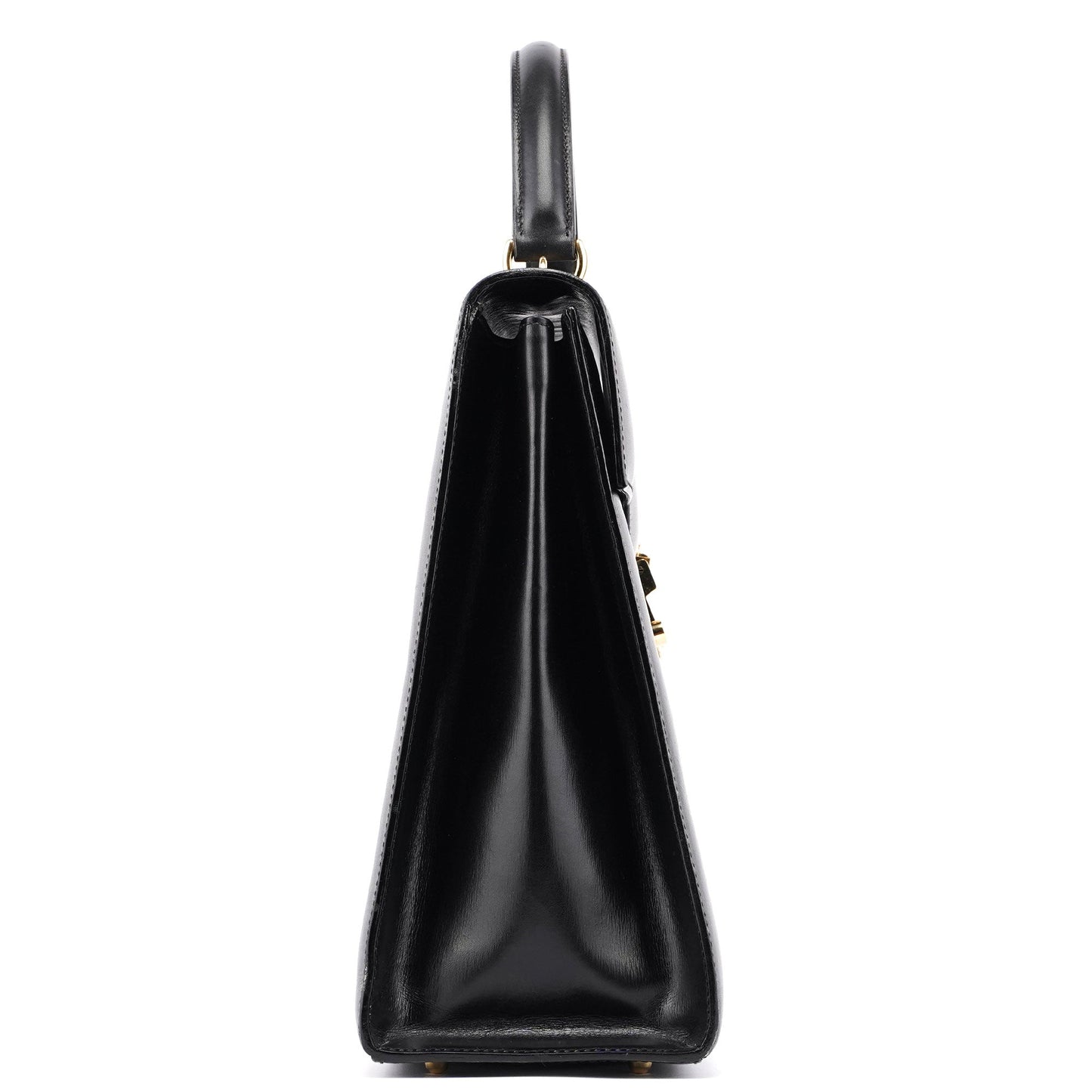 Black Calfskin Lady Lock Top Handle Bag