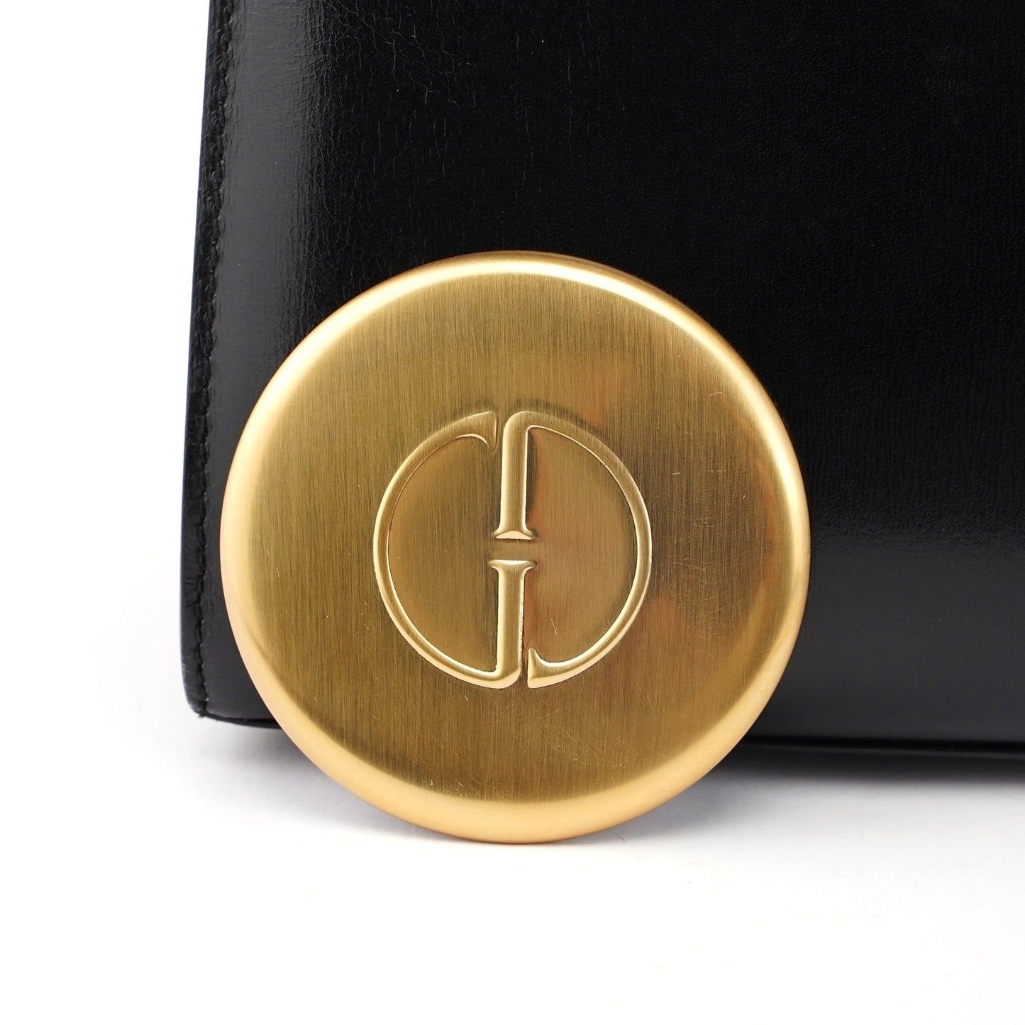 Black Calfskin Lady Lock Top Handle Bag