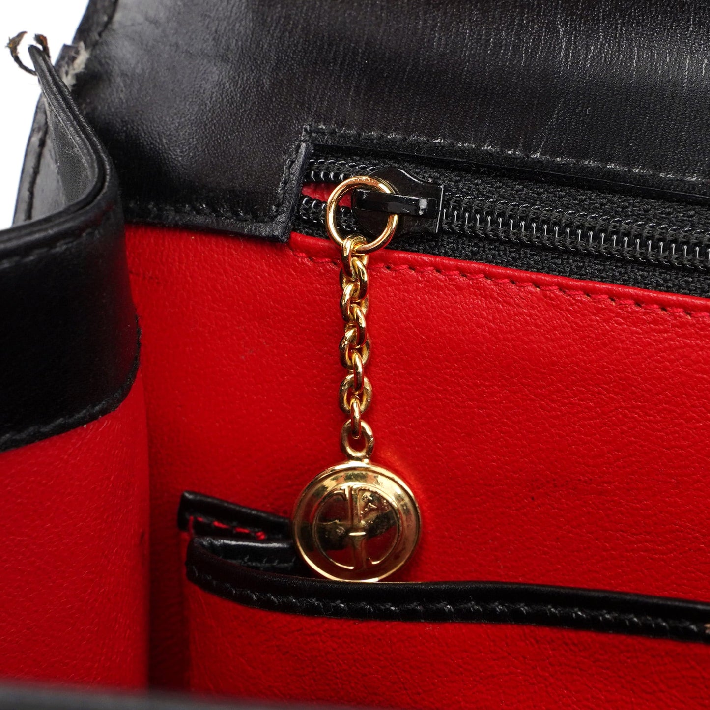 Black Calfskin Lady Lock Top Handle Bag