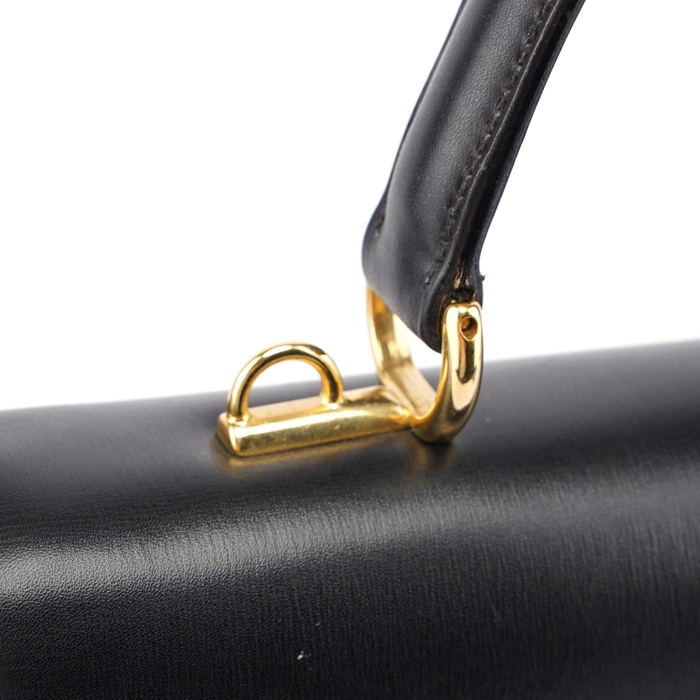 Black Calfskin Lady Lock Top Handle Bag