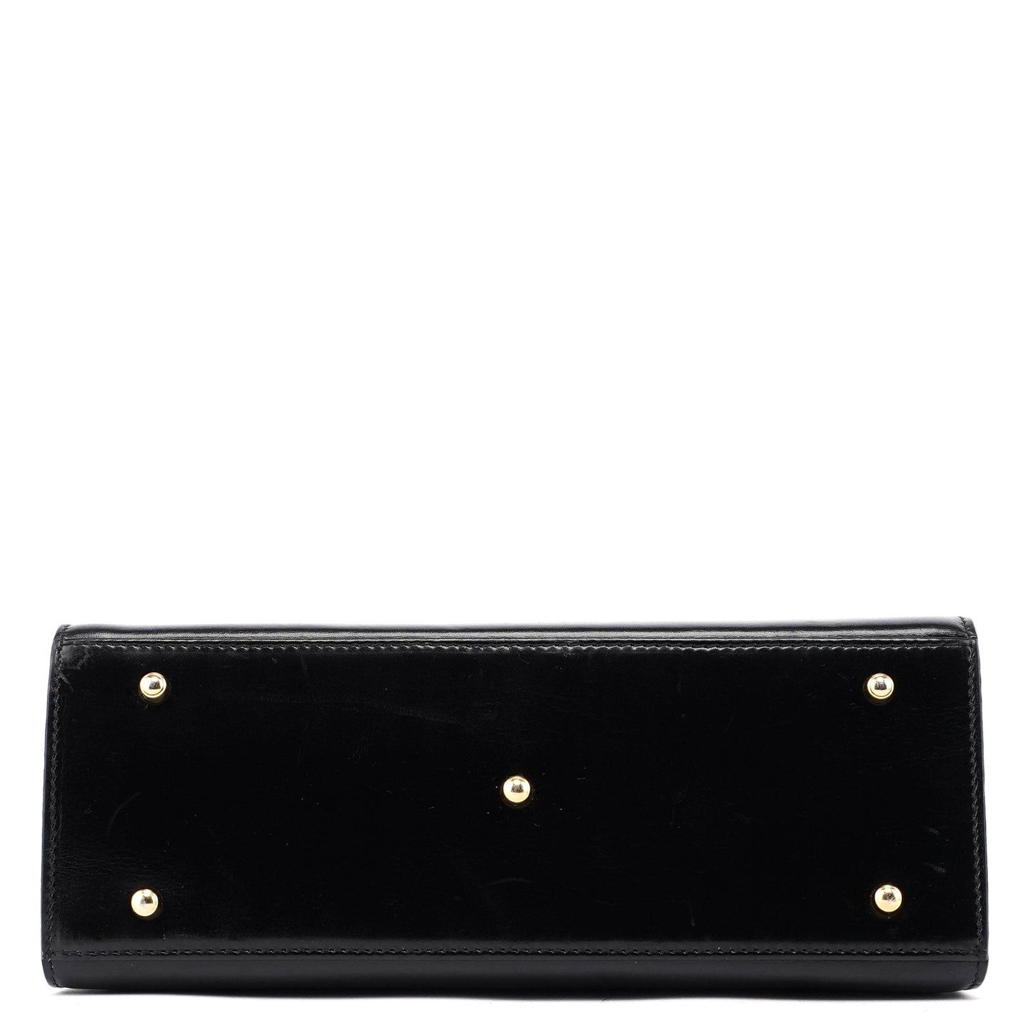 Black Calfskin Ladylock Top Handle Bag
