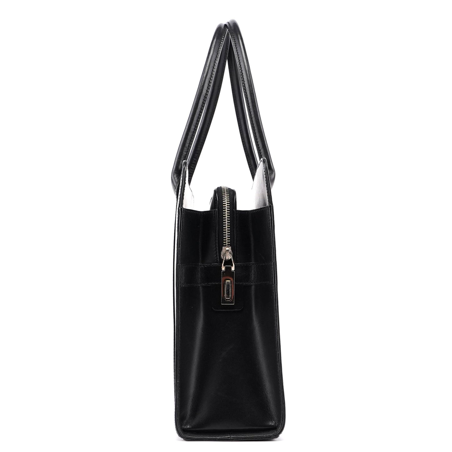 Black Calfskin Plaque Tote Bag