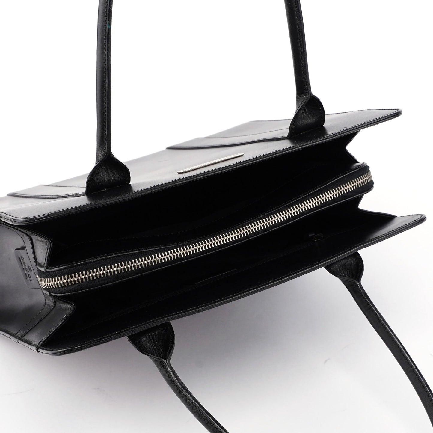 Black Calfskin Plaque Tote Bag