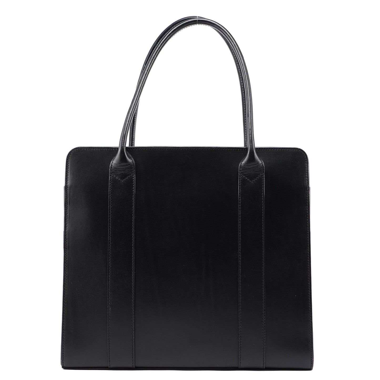 Black Calfskin Plaque Tote Bag