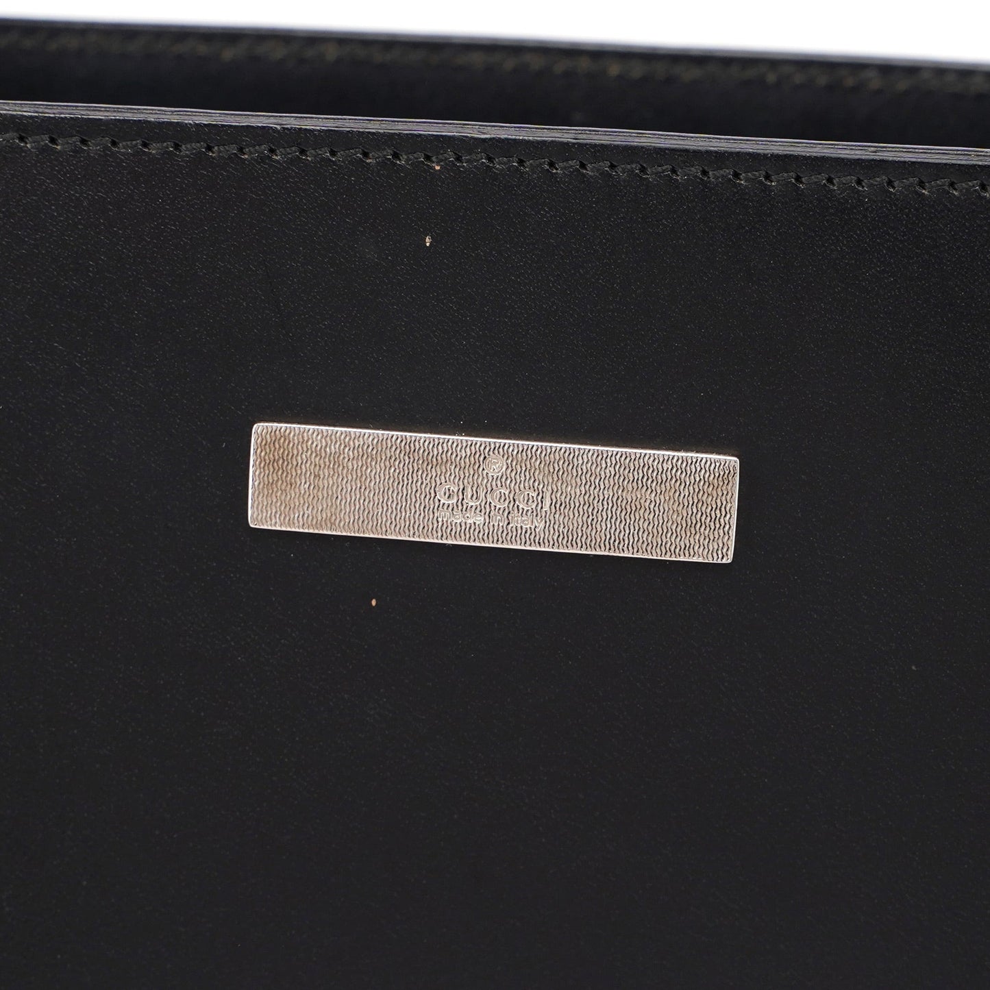 Black Calfskin Plaque Tote Bag